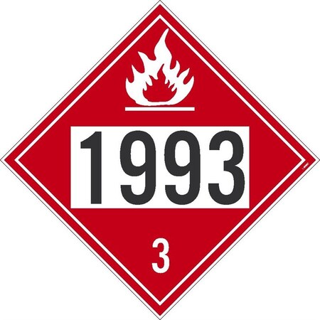NMC DL40BP10 Safety Sign Placard, Flammable Liquid, Four Digit 1993, 10.75X10.75, Pressure Sensitive Vinyl .0045, Pack 10